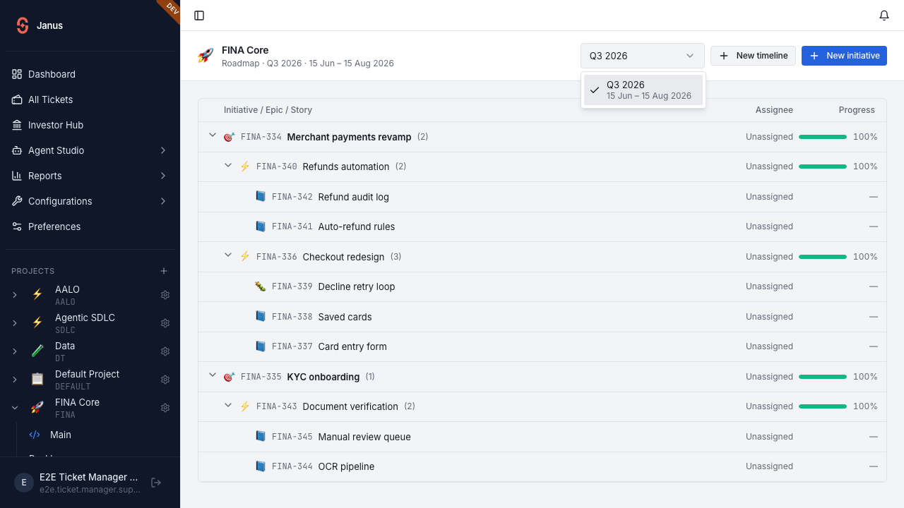 Timeline selector — label-only field, two-row options